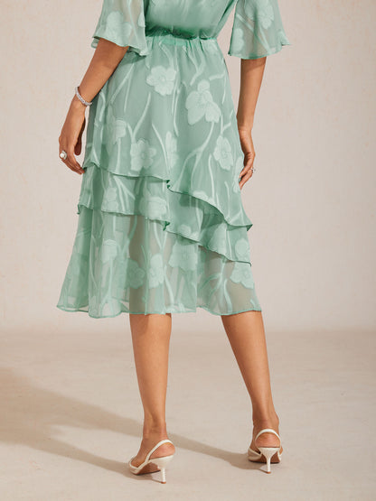 Floral Chiffon Midi Skirt