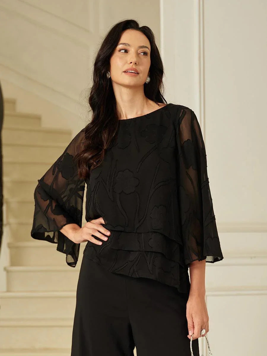 Blusa a strati in chiffon floreale