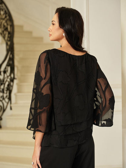 Blusa a strati in chiffon floreale