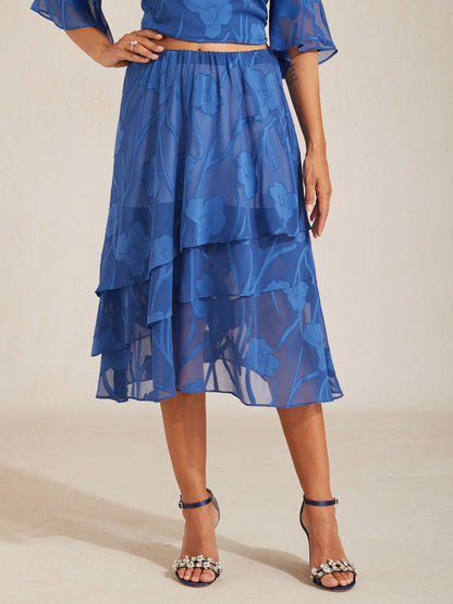 Gonna midi in chiffon floreale