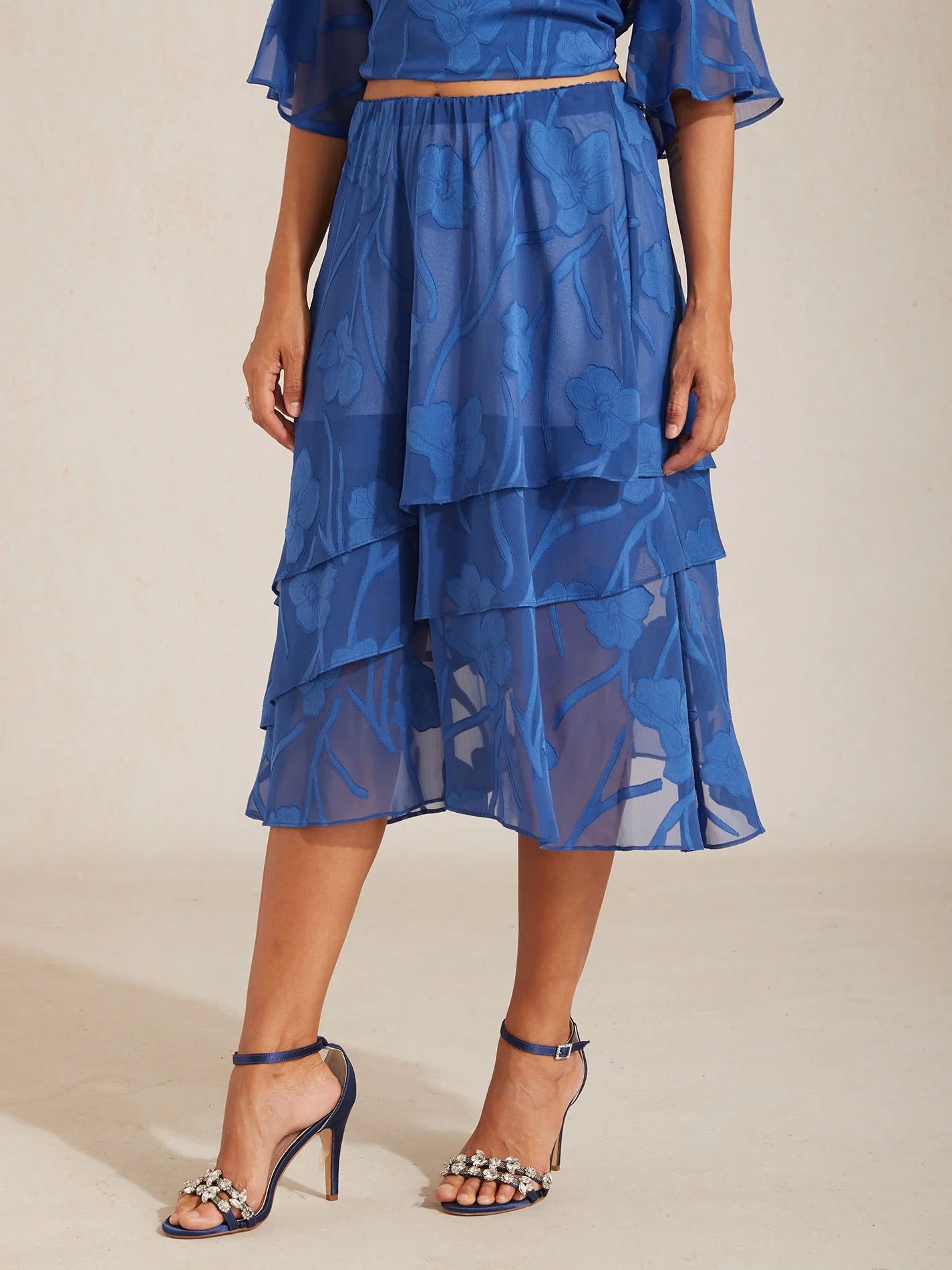 Gonna midi in chiffon floreale