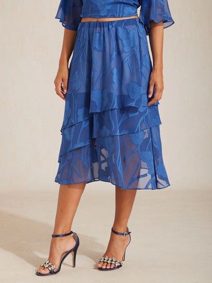 Gonna midi in chiffon floreale