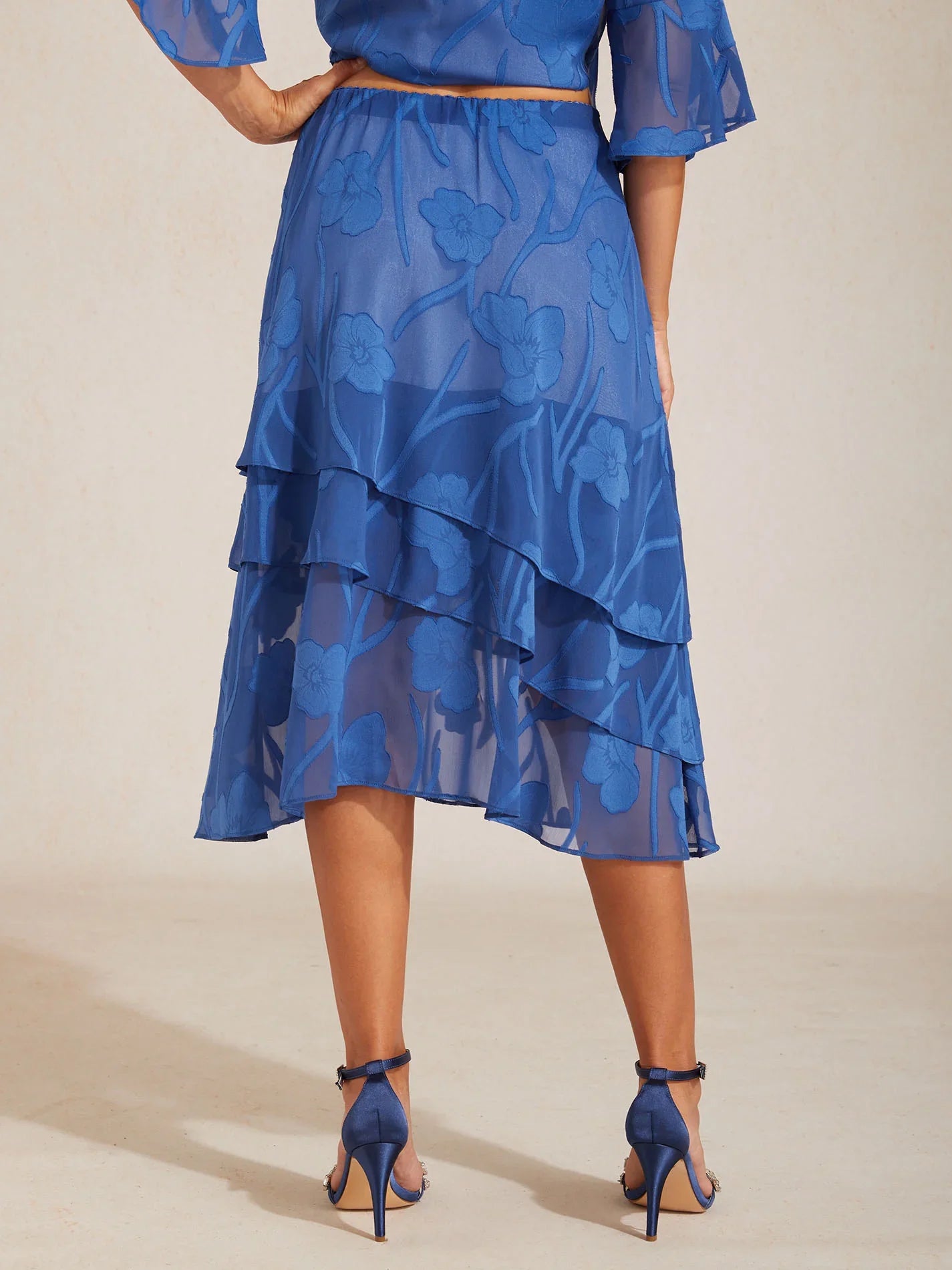 Gonna midi in chiffon floreale