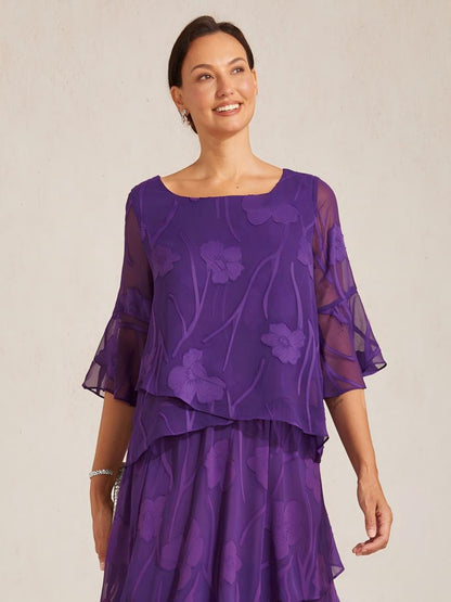 Dressy Chiffon Asymmetric Hem Blouse