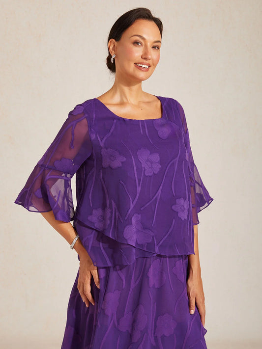 Dressy Chiffon Asymmetric Hem Blouse