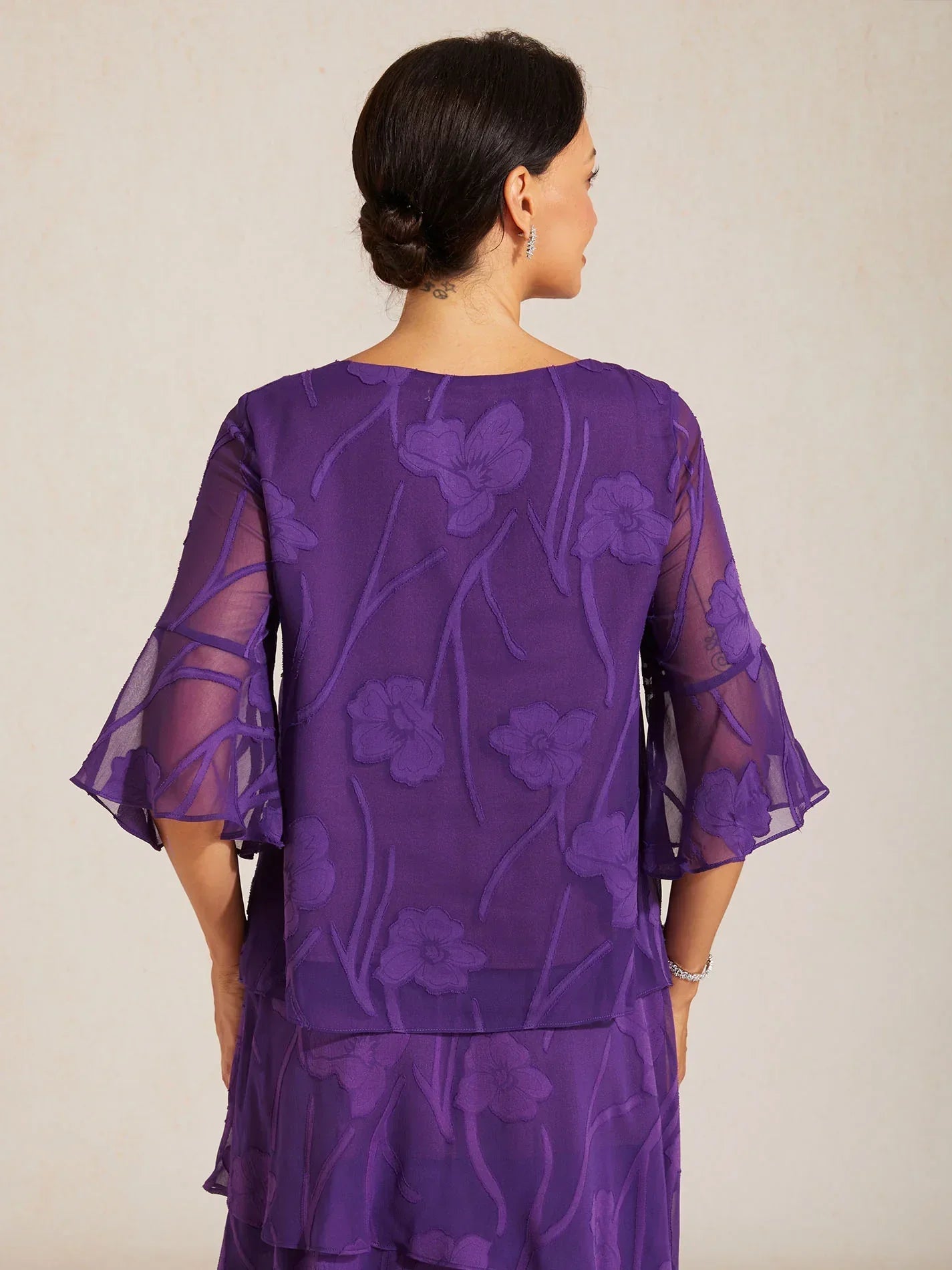 Dressy Chiffon Asymmetric Hem Blouse