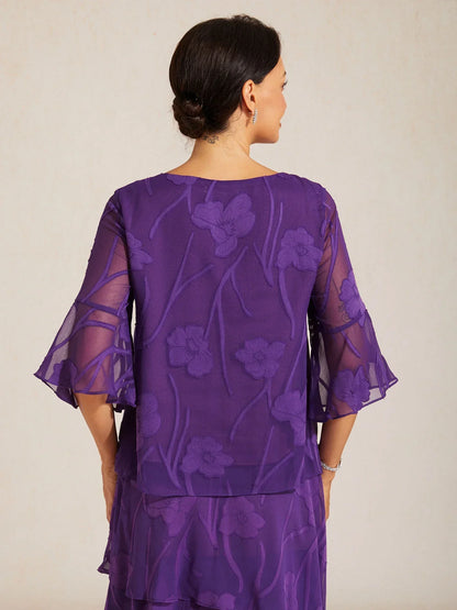 Dressy Chiffon Asymmetric Hem Blouse
