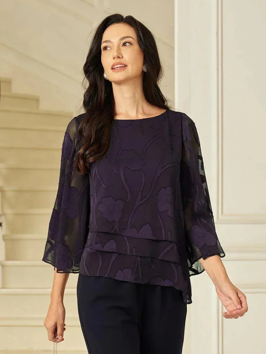 Chiffon Bloemenlaagjes Blouse