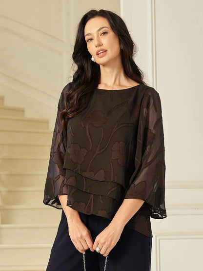 Blusa a strati in chiffon floreale