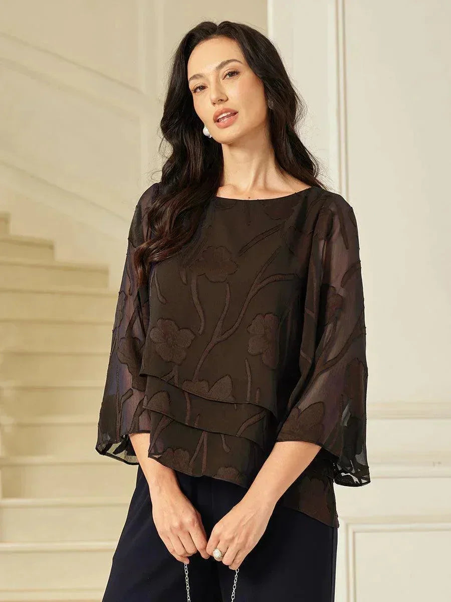 Chiffon Bloemenlaagjes Blouse
