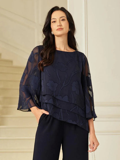 Blusa a strati in chiffon floreale