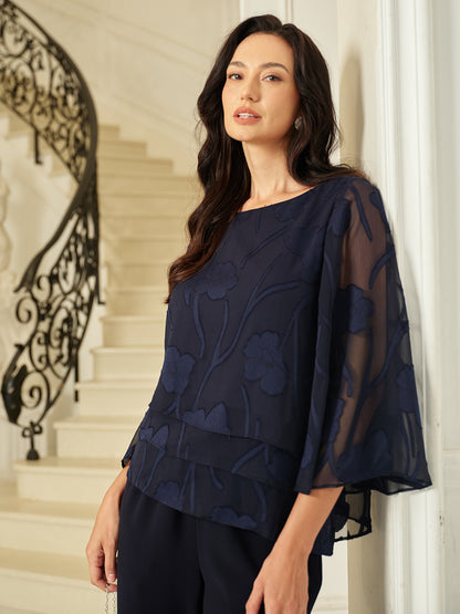 Chiffon Bloemenlaagjes Blouse