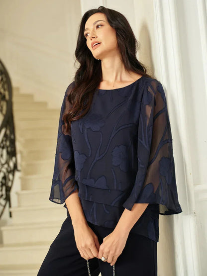 Chiffon Bloemenlaagjes Blouse