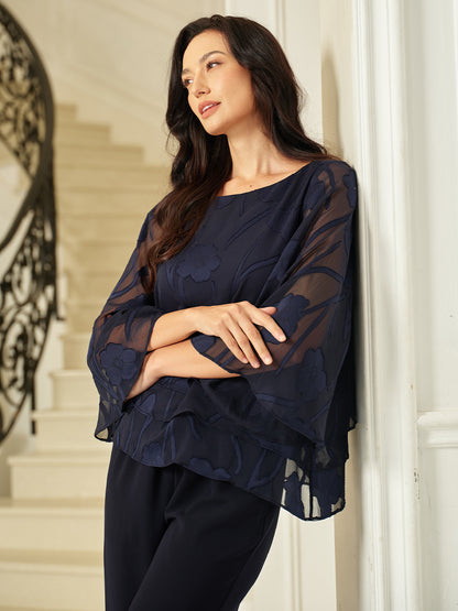 雪紡花卉層疊襯衫