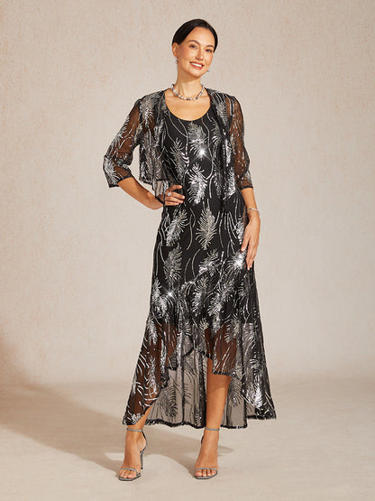 Mesh Sequin Short Shrug with 3/4 Sleeves