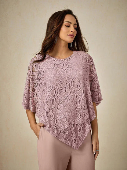 優雅蕾絲蝙蝠袖上衣