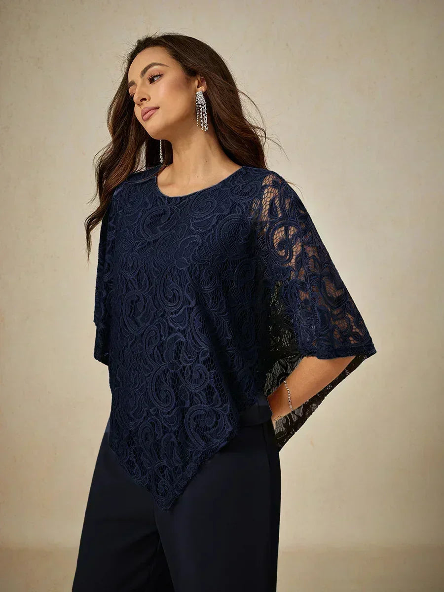 優雅蕾絲蝙蝠袖上衣