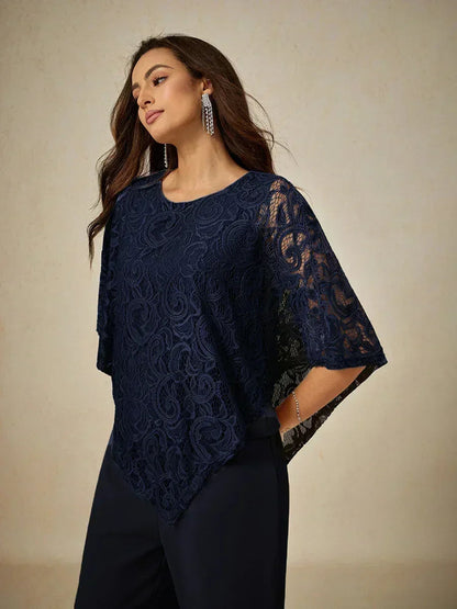 優雅蕾絲蝙蝠袖上衣