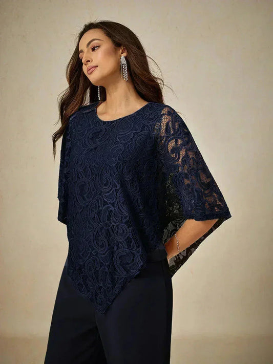 Elegant Lace Batwing Sleeve Top