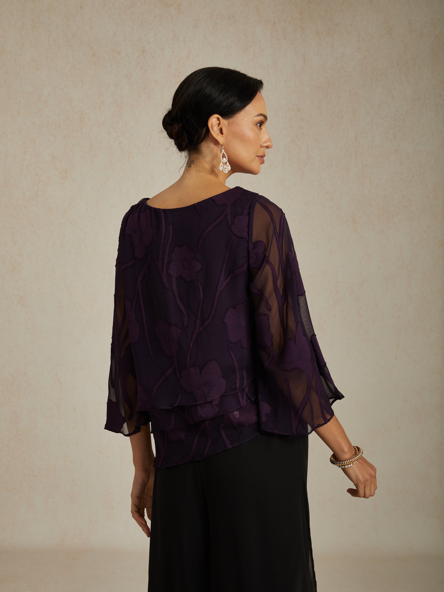 Blusa a strati in chiffon floreale