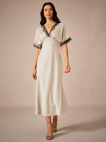Satin-Lace-Trim-V-Neck-White-Dress-Champagne-S10157174