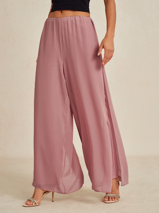 Straight Leg Pant With Chiffon Split Leg Overlay