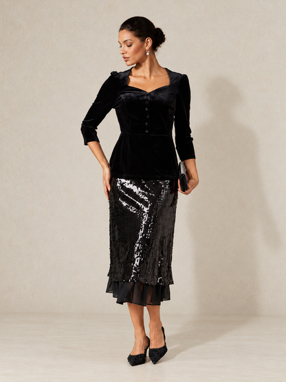 Sequins Mid A Line Skirt