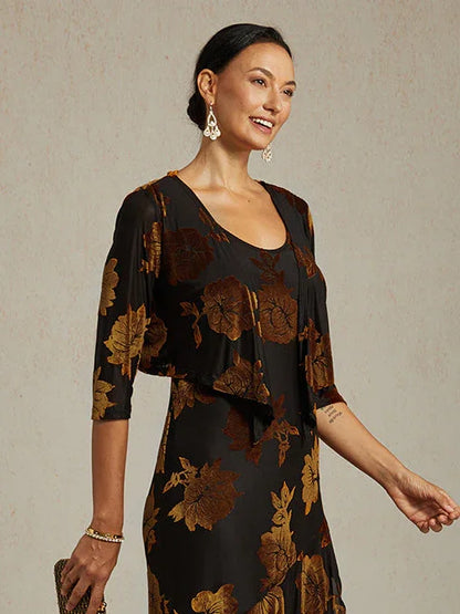 Floral Stretch 3/4 Sleeve Shrug