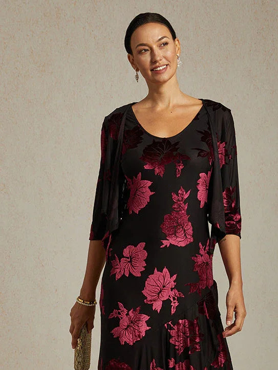 Floral Stretch 3/4 Sleeve Shrug