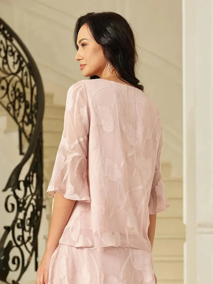Dressy Chiffon Asymmetric Hem Blouse