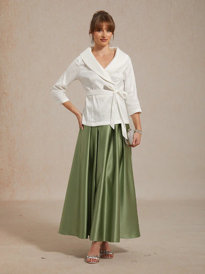 Formelles Ballkleid aus Satin in A-Linie mit Taschen