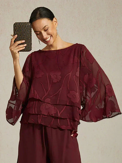 Chiffon Bloemenlaagjes Blouse