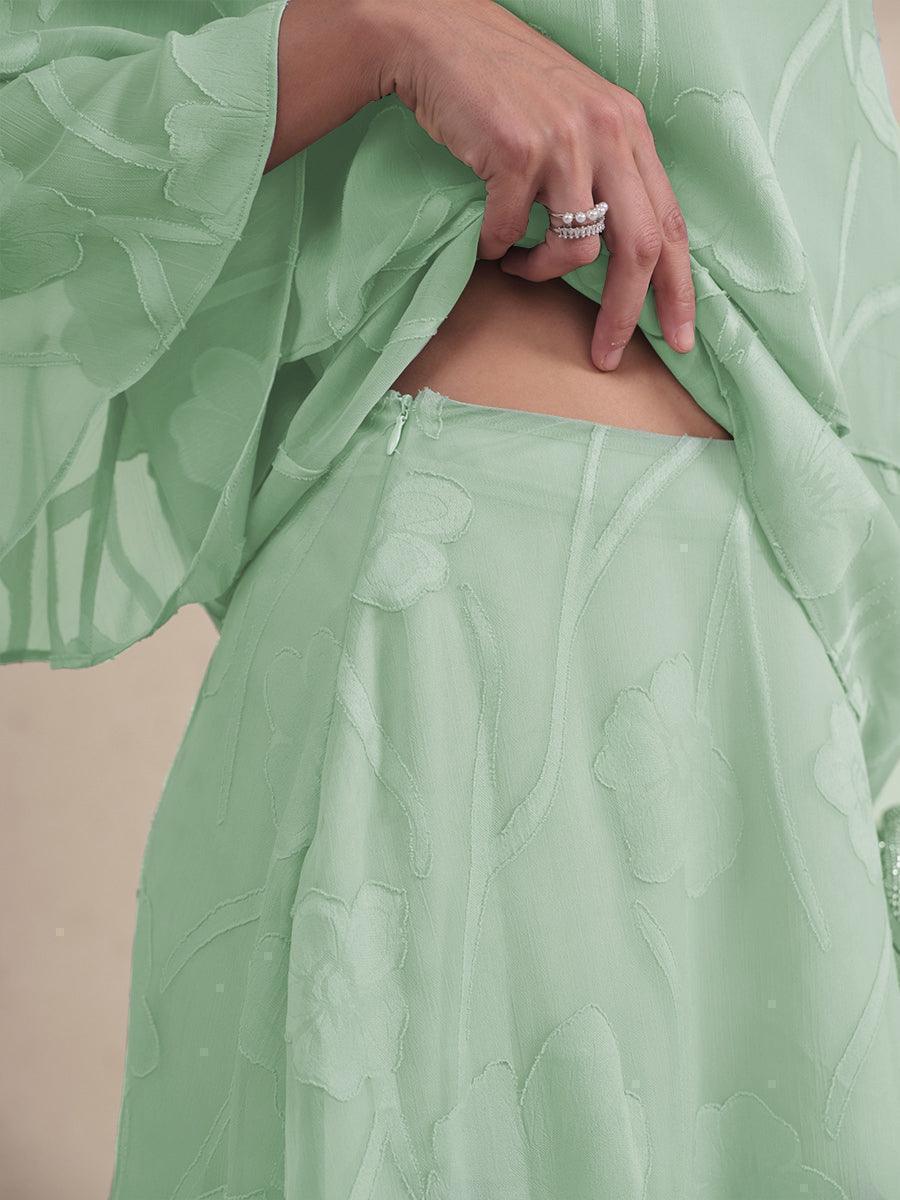 Blomstret chiffon midi-skjørt