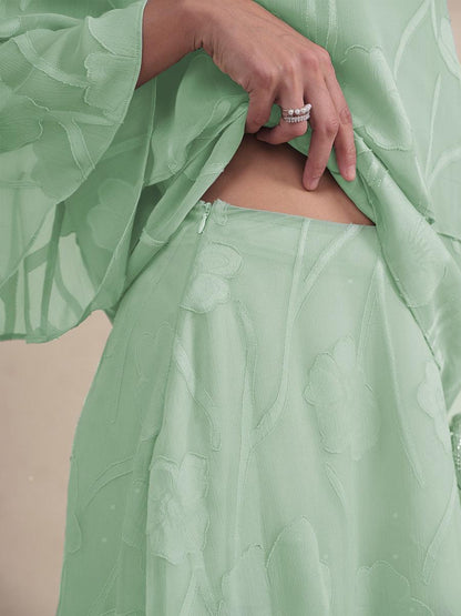 Blomstret chiffon midi-skjørt