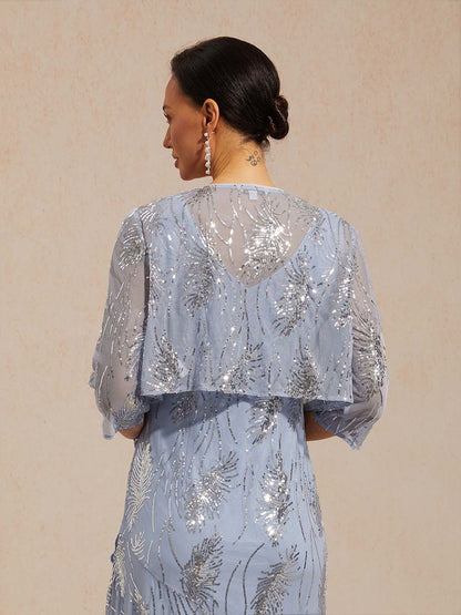 Mesh Sequin Short Shrug with 3/4 Sleeves