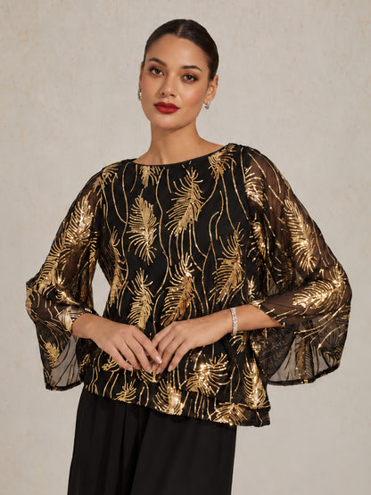 Sequins Feather Layered Blouses