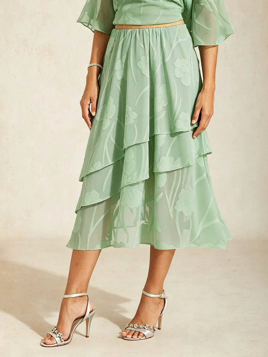Floral Chiffon Midi Skirt