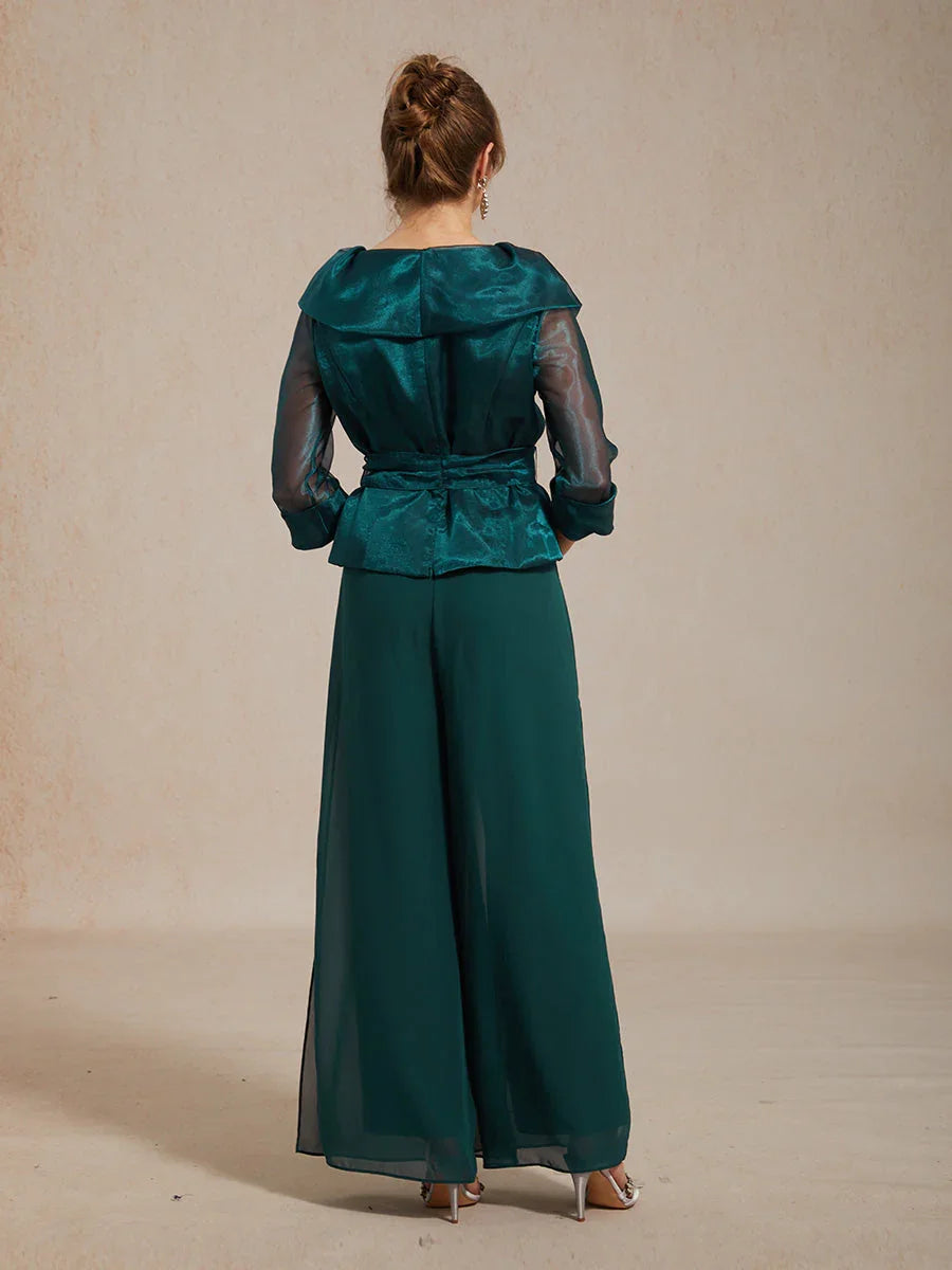 Elegante Bluse aus transparentem Organza mit Kragen und Bindeband