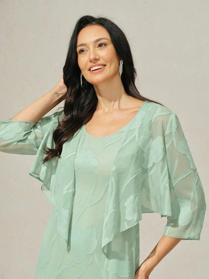 Floral Sheer Chiffon 3/4 Sleeve Shrug