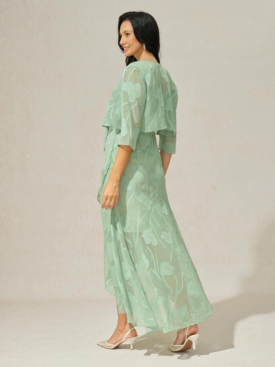 Floral Chiffon Evening Gown with Asymmetrical Hem