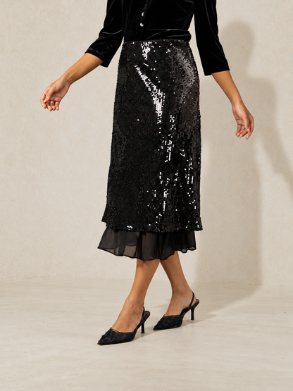 Sequins Mid A Line Skirt