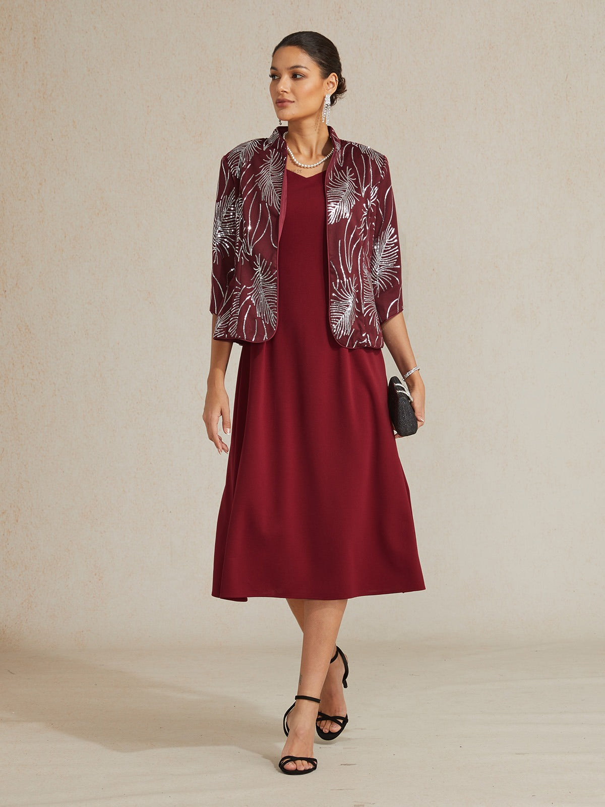 Feather Sequin Embellished Jacket