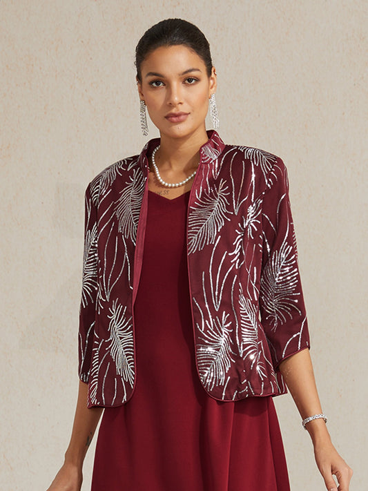 Feather Sequin Embellished Jacket