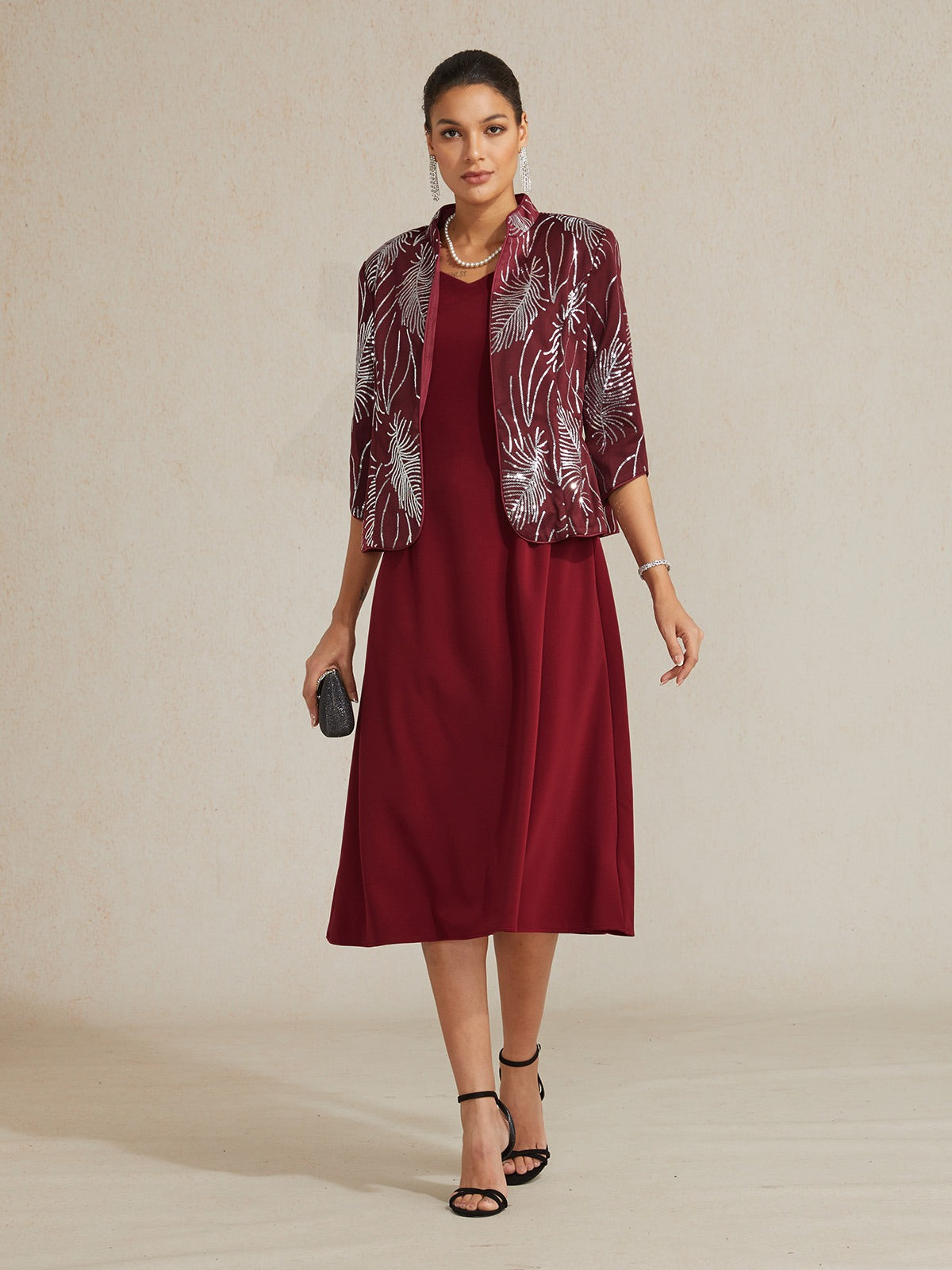 Feather Sequin Embellished Jacket