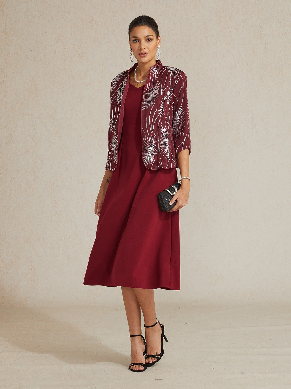 Feather Sequin Embellished Jacket