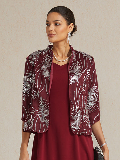 Feather Sequin Embellished Jacket