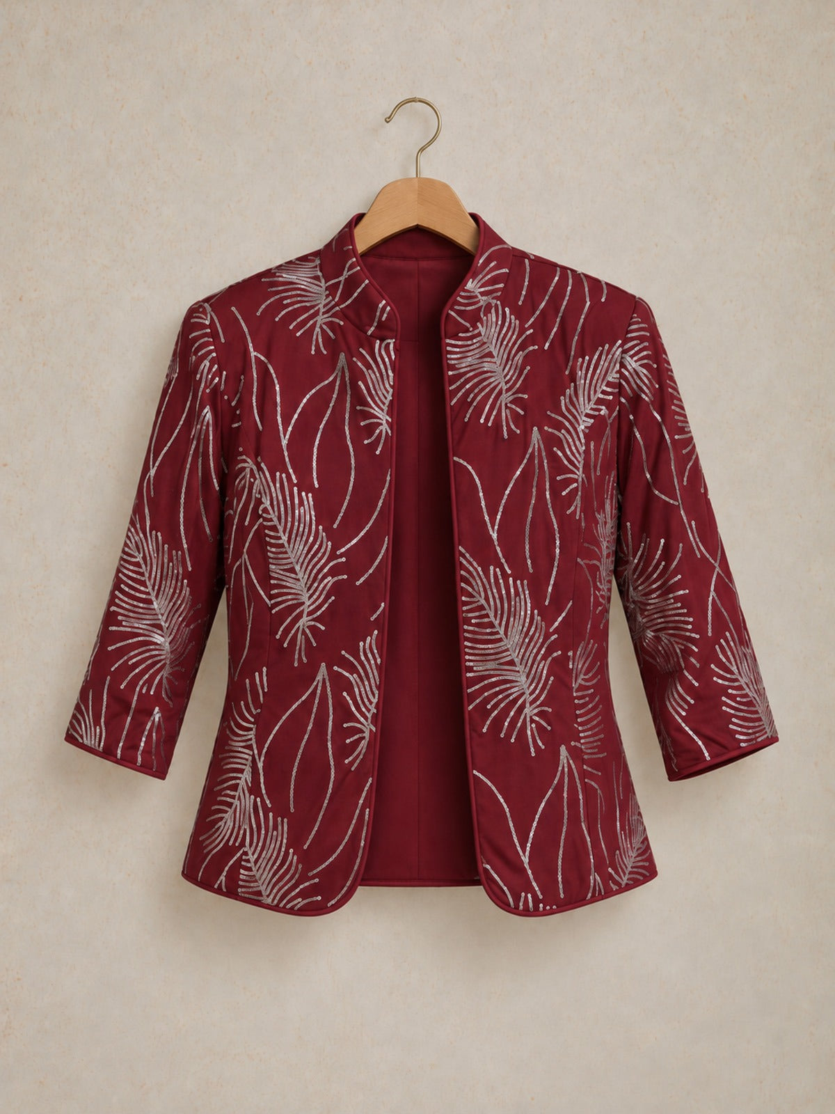 Feather Sequin Embellished Jacket