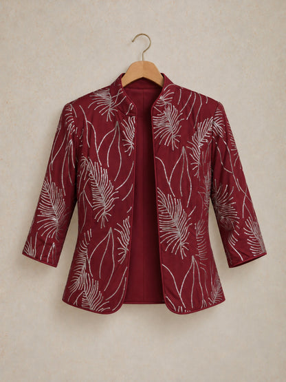 Feather Sequin Embellished Jacket
