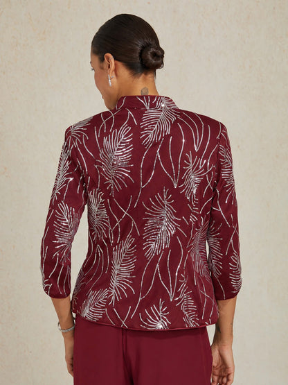 Feather Sequin Embellished Jacket
