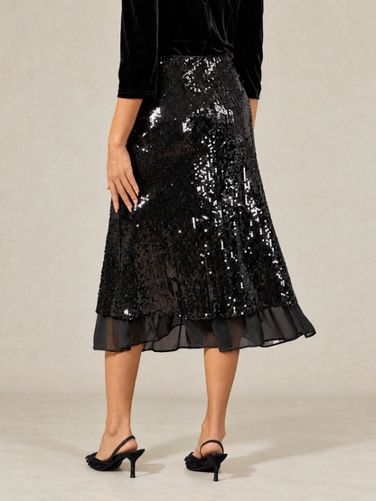 Sequins Mid A Line Skirt